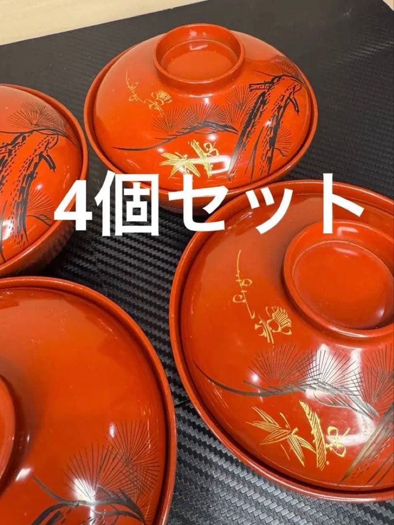 【超希少・極美品‼️】昭和 当時物 伝統工芸品 輪島塗 漆器 高級お椀 4コセット
