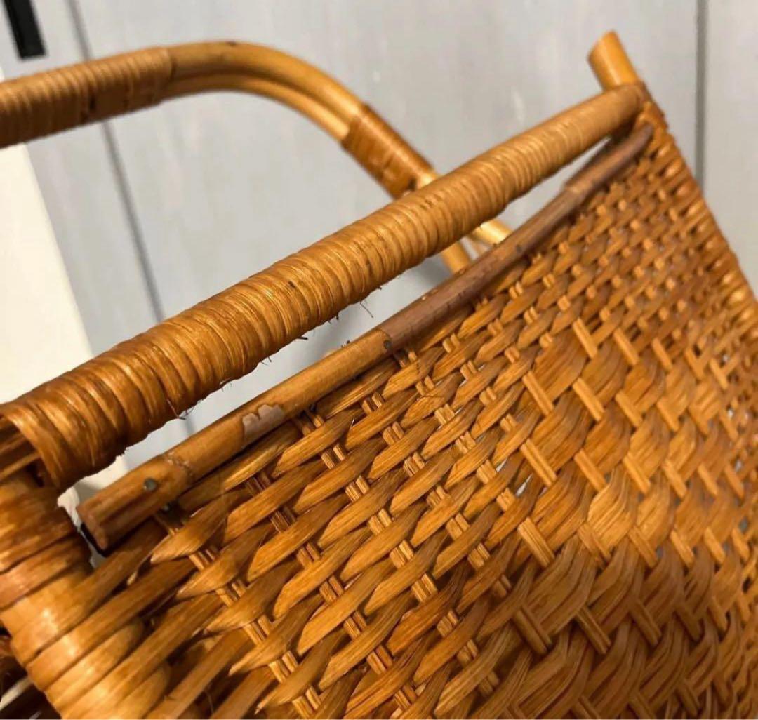 籐 かご バスケット ラタン 昭和レトロ 小物入れ インテリア 古民具　籠