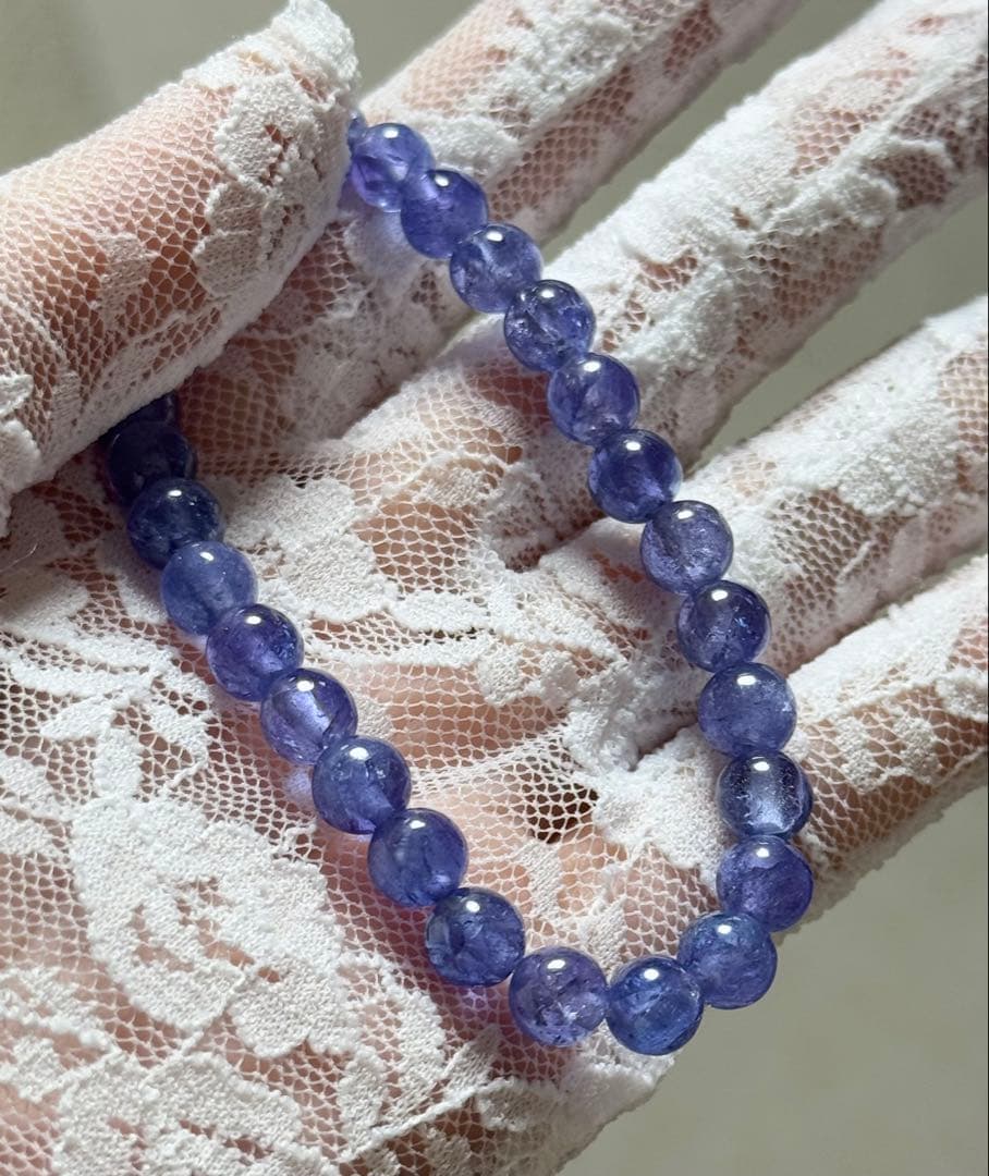 りさ【内周17cm 7mm玉】宝石質 タンザナイトブレスレット