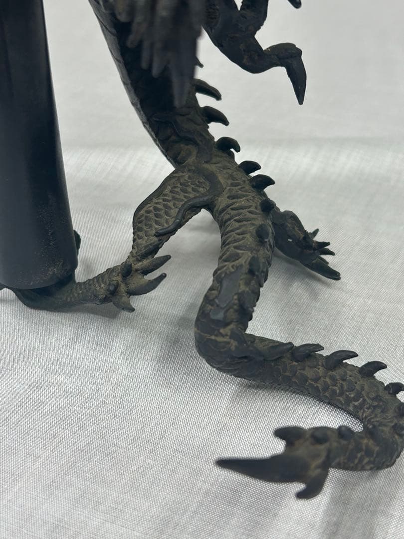 龍　オブジェ　剣　龍彫刻　刻印　骨董　銅　ブロンズ