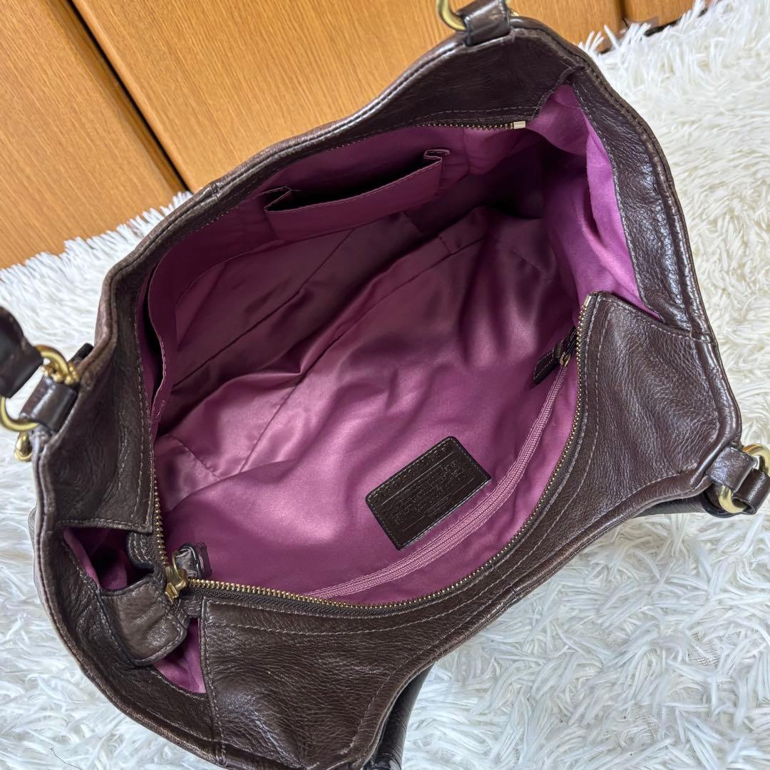 コーチ トートバッグ マディソン マギー レザー ロゴ金具 茶 Y2K 大容量