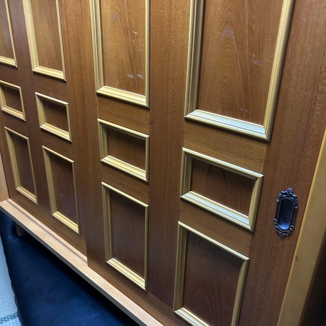 昭和レトロ 窓枠型扉5段 木製下駄箱 シューズラック サイドボード 古家具