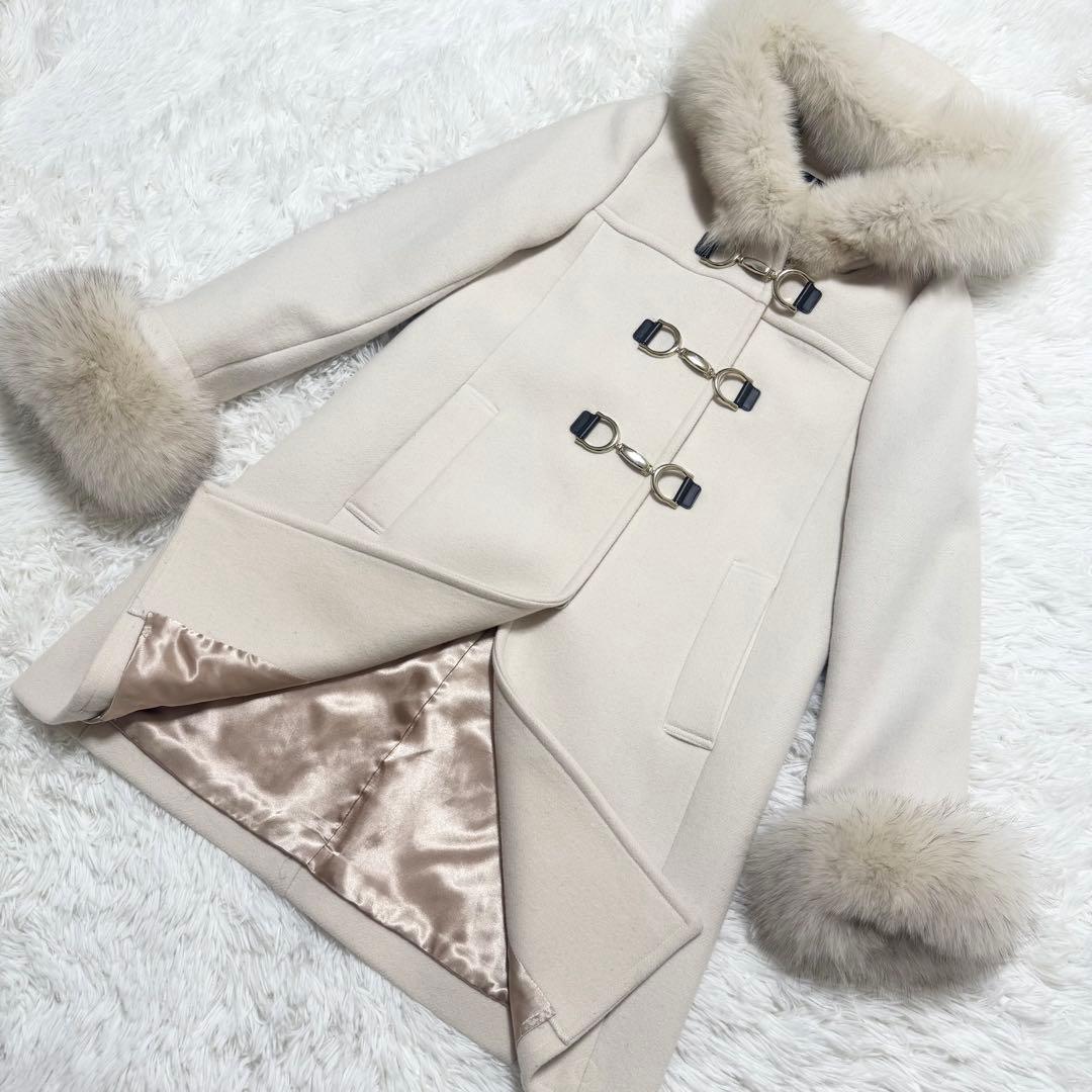 【美品】JUSGLITTY 2WAYダッフルコート フォックスファー