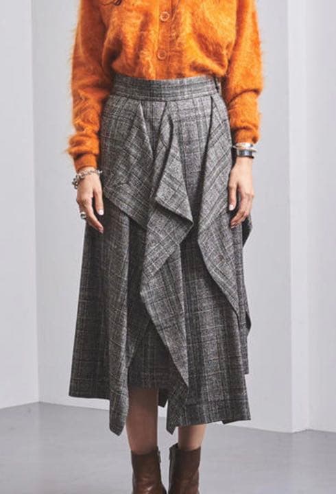 akiranaka チェックボリュームスカート