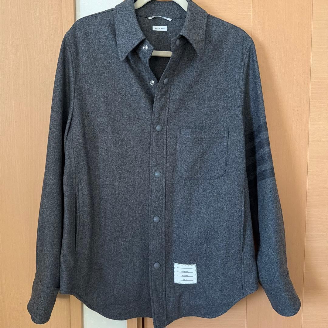 THOM BROWNE グレー ウールカシミヤシャツジャケット