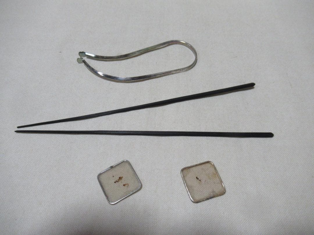 香道具　桑盆　重香合　聴香炉　銀葉　銀葉挟　木製火箸