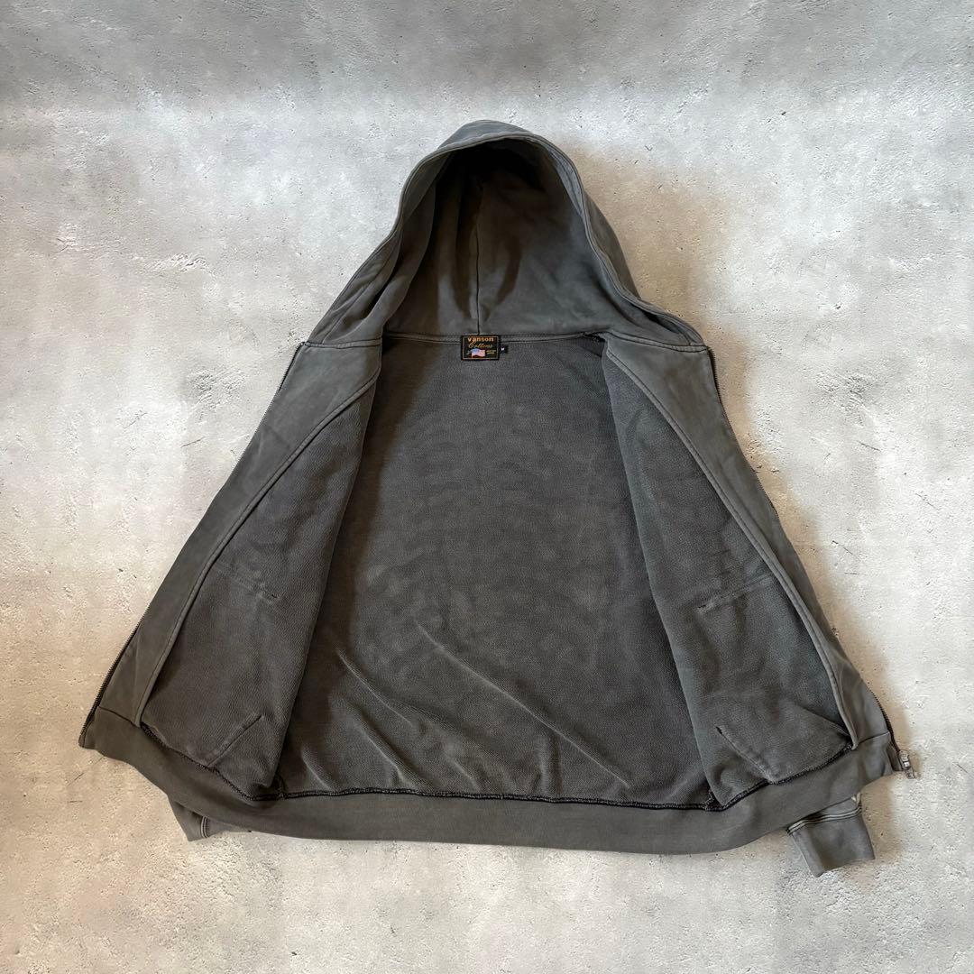 VANSON バンソン スカルボーン ジップパーカー ヴィンテージ加工 スミ黒