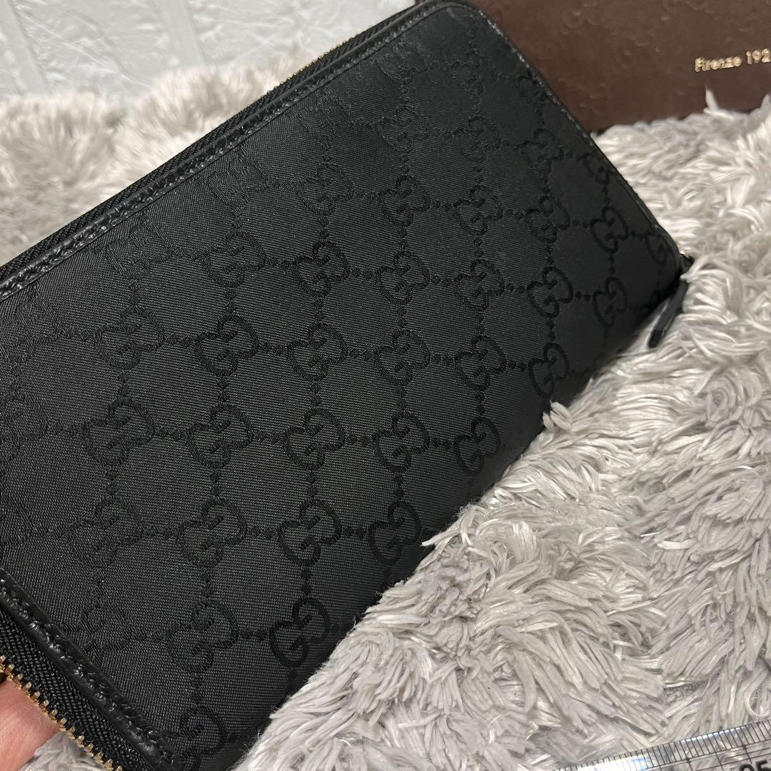 極美品✨GUCCI GGナイロン　ラウンドファスナー　ブラック　メンズ