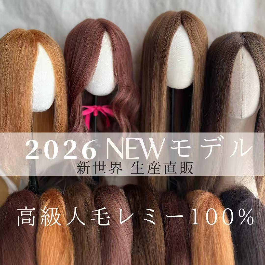 真2025新世界超人工肌人毛100%ウィッグ　ヘアピース　総手植え　部分ウィッグ