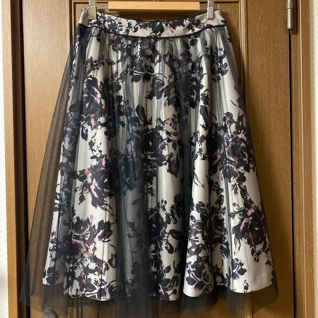 昨年秋物超美品♡tobechic大きいサイズ46フラワープリントチュールスカート