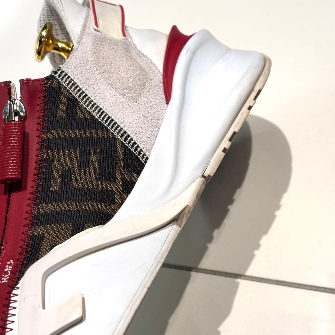 美品‼️FENDI フェンディフロー サイドジップ ロゴ入り スニーカー