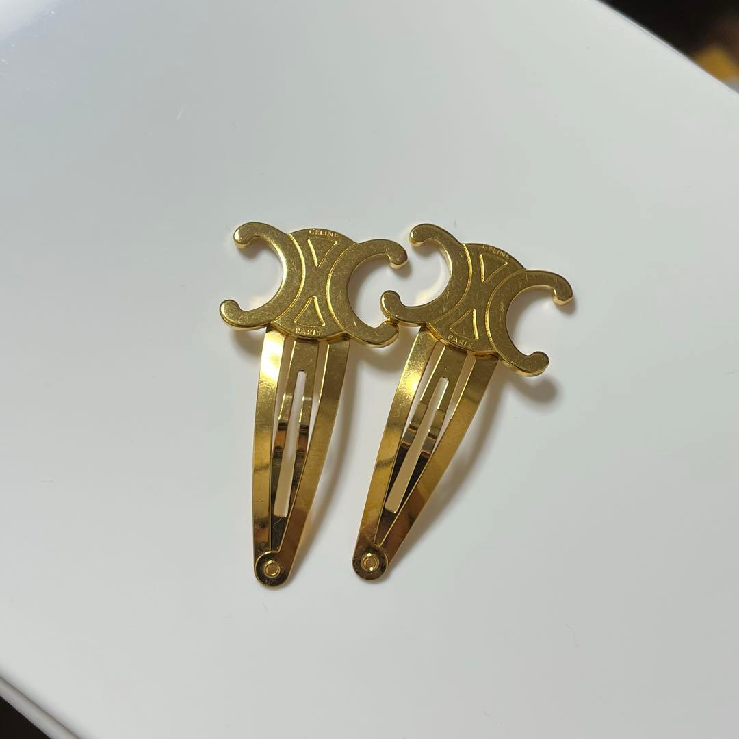 CELINEゴールド ヘアクリップ 2個セット