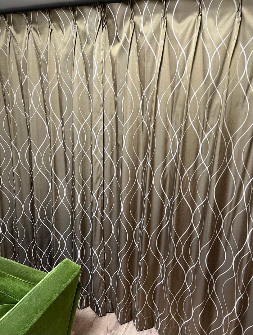 ミッドセンチュリー　カーテン　ブラウン