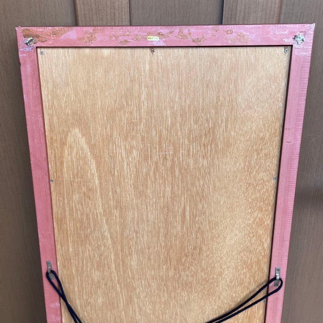 台湾製 アンティーク 八角ミラー 壁掛け 鏡 花模様 ウォールミラー