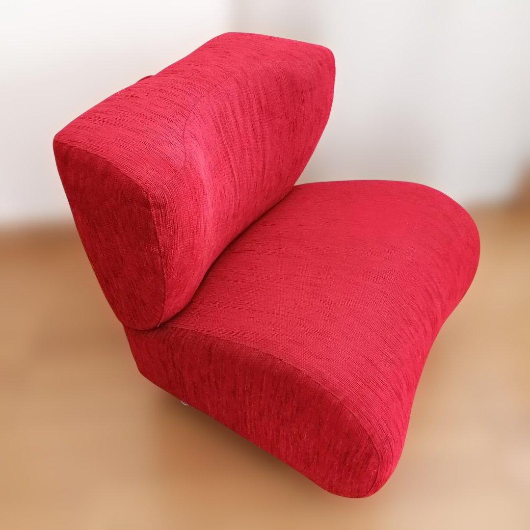 東谷 ポータブルチェア コンパクトチェア 一人掛け 脚付き レッド