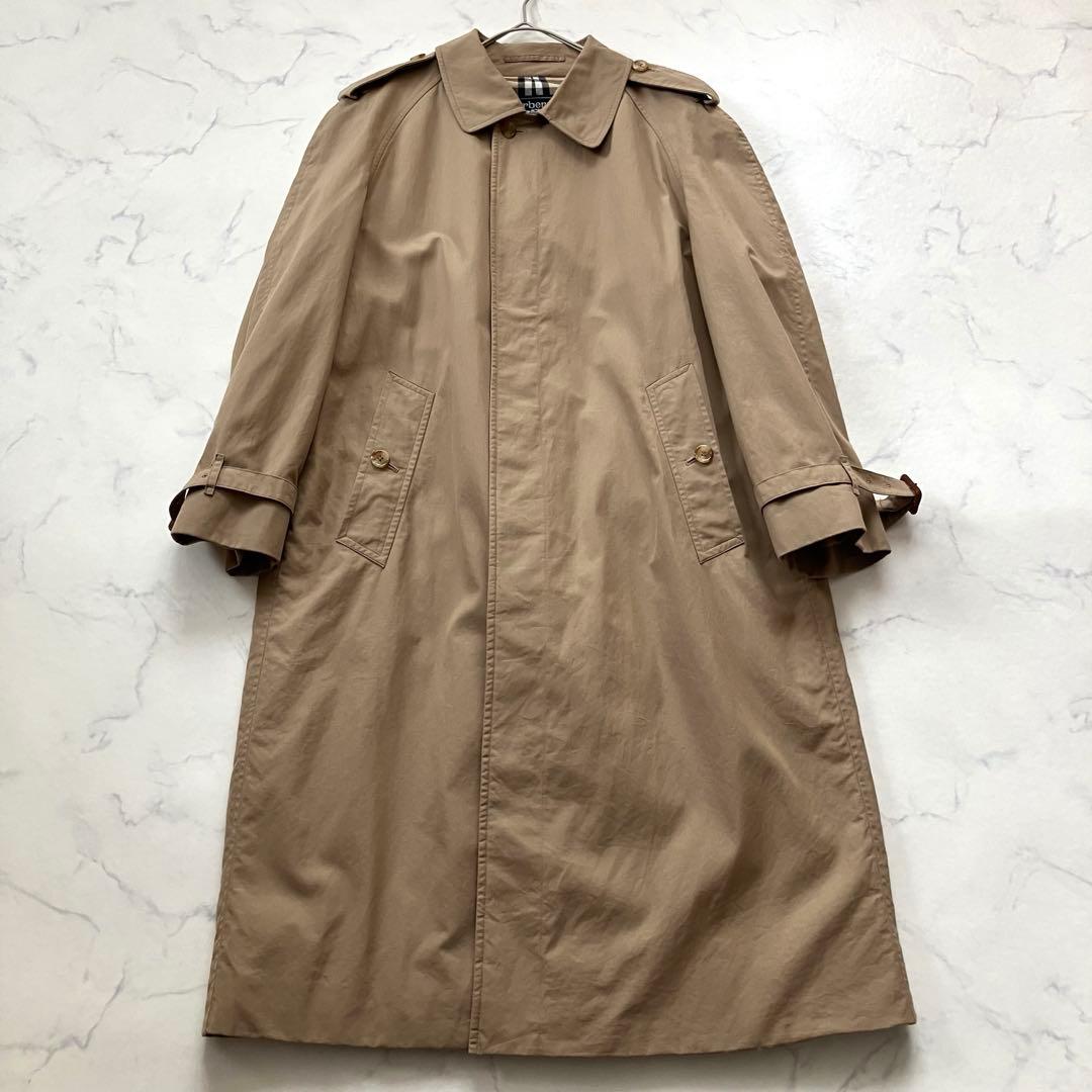 バーバリー　ステンカラーコート ベージュ　ノバチェック　ロング丈　Lサイズ相当