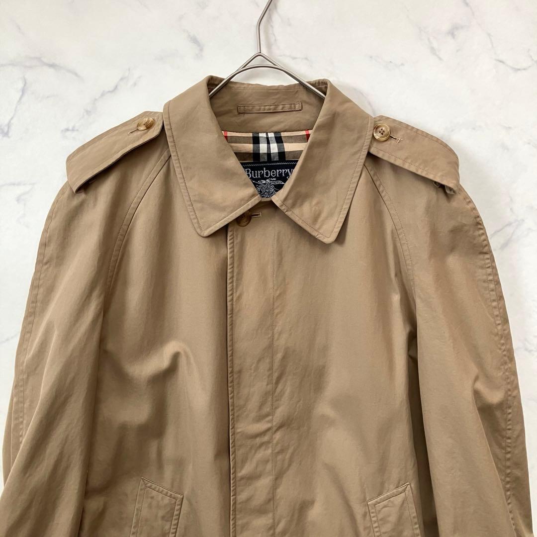 バーバリー　ステンカラーコート ベージュ　ノバチェック　ロング丈　Lサイズ相当