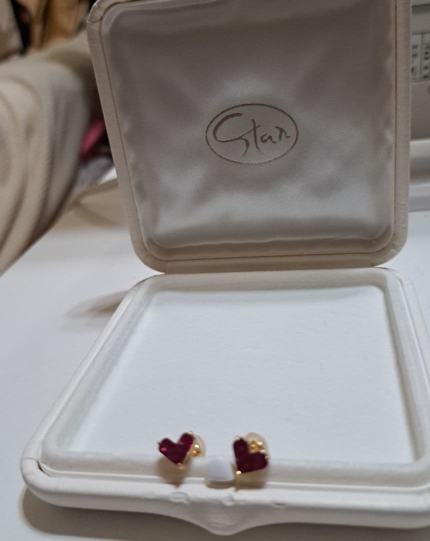STAR JEWELRY ミステリアス ハート 18K ルビー ピアス