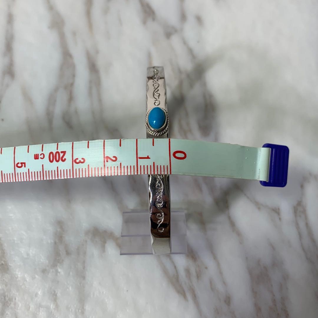 極美品 SAAD バングル シルバー925 ターコイズ 刻印 たたき 30g