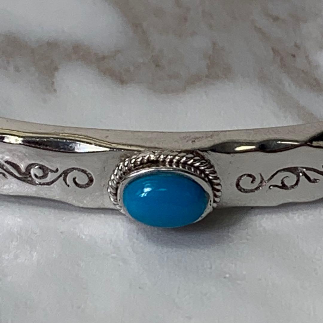 極美品 SAAD バングル シルバー925 ターコイズ 刻印 たたき 30g