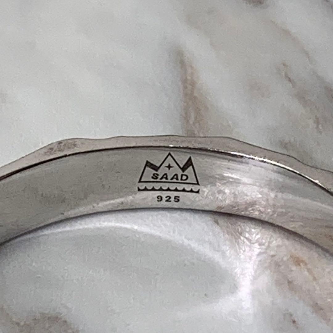 極美品 SAAD バングル シルバー925 ターコイズ 刻印 たたき 30g