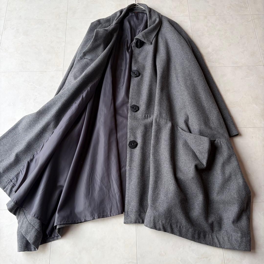 美品✨アートミックス 萌 変形 ビッグシルエット ウールコート グレー O/S