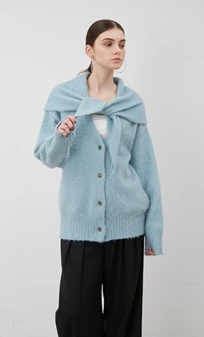 限定お値下げ！MIESROHE★スカーフデザインアルパカシャギーカーデ