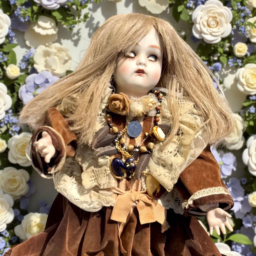 ビスクドール カマー ラインハルト ブラウン ベルベット ドレス シェルカメオ