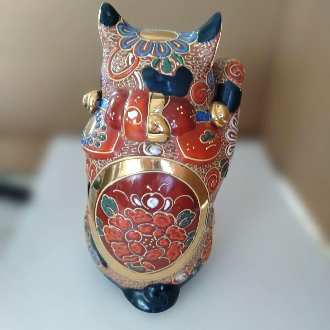 九谷焼　八幡窯　アンティーク招き猫