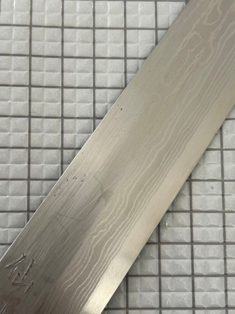 仙助 包丁 柳刃包丁 ダマスカス 安来鋼青紙２号 270mm 紫檀シノギ柄②