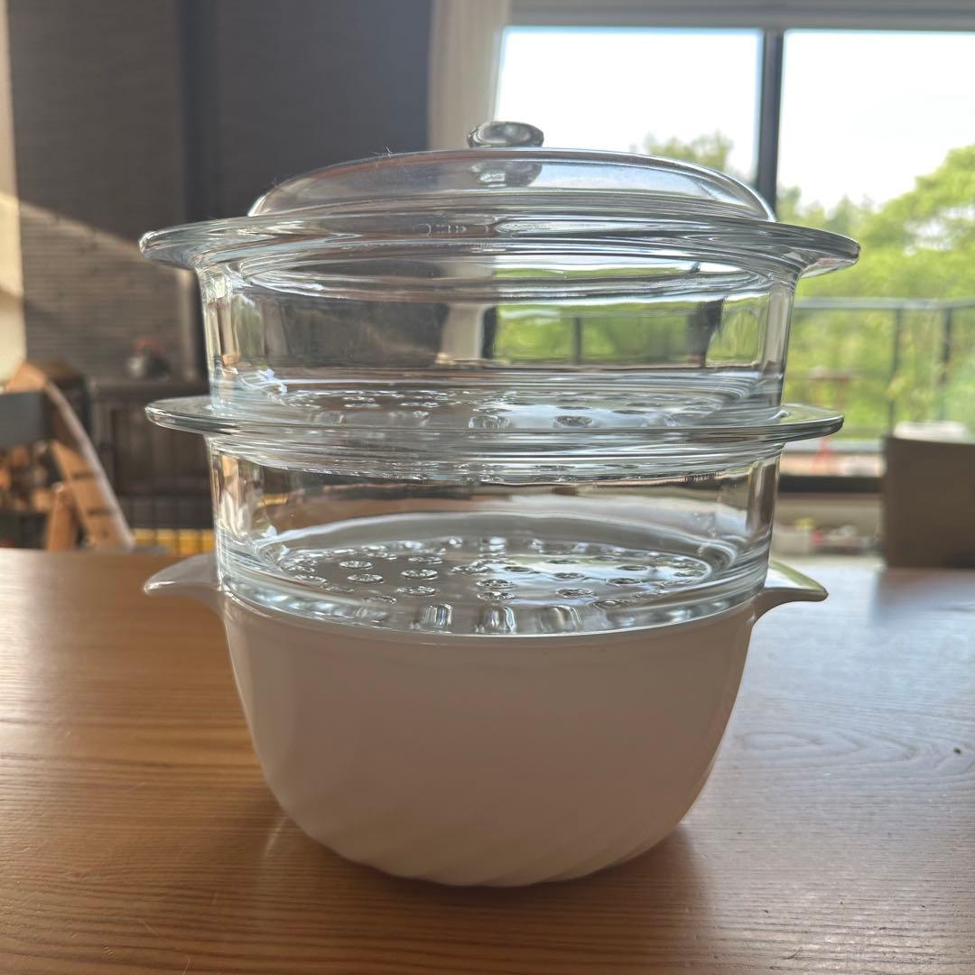 PYROflam パイロフラム　ココットスチーマー　ガラス製 中型 蒸し器 蓋付