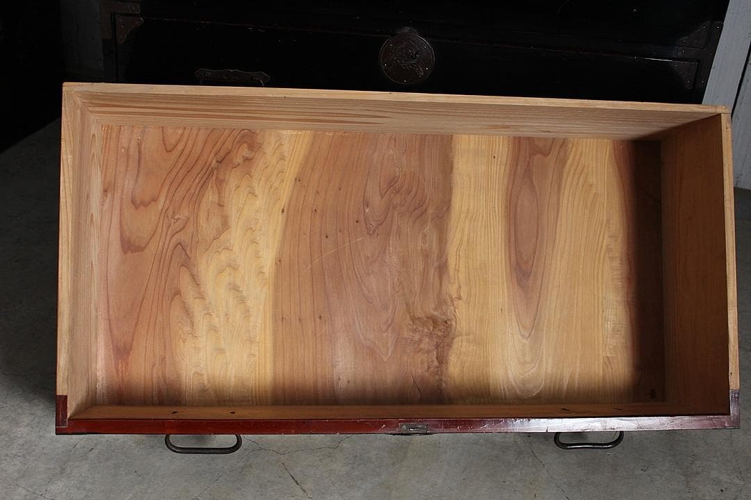 綺麗な丸金具庄内箪笥　3段　タンス　収納　古家具　古民家　時代家具