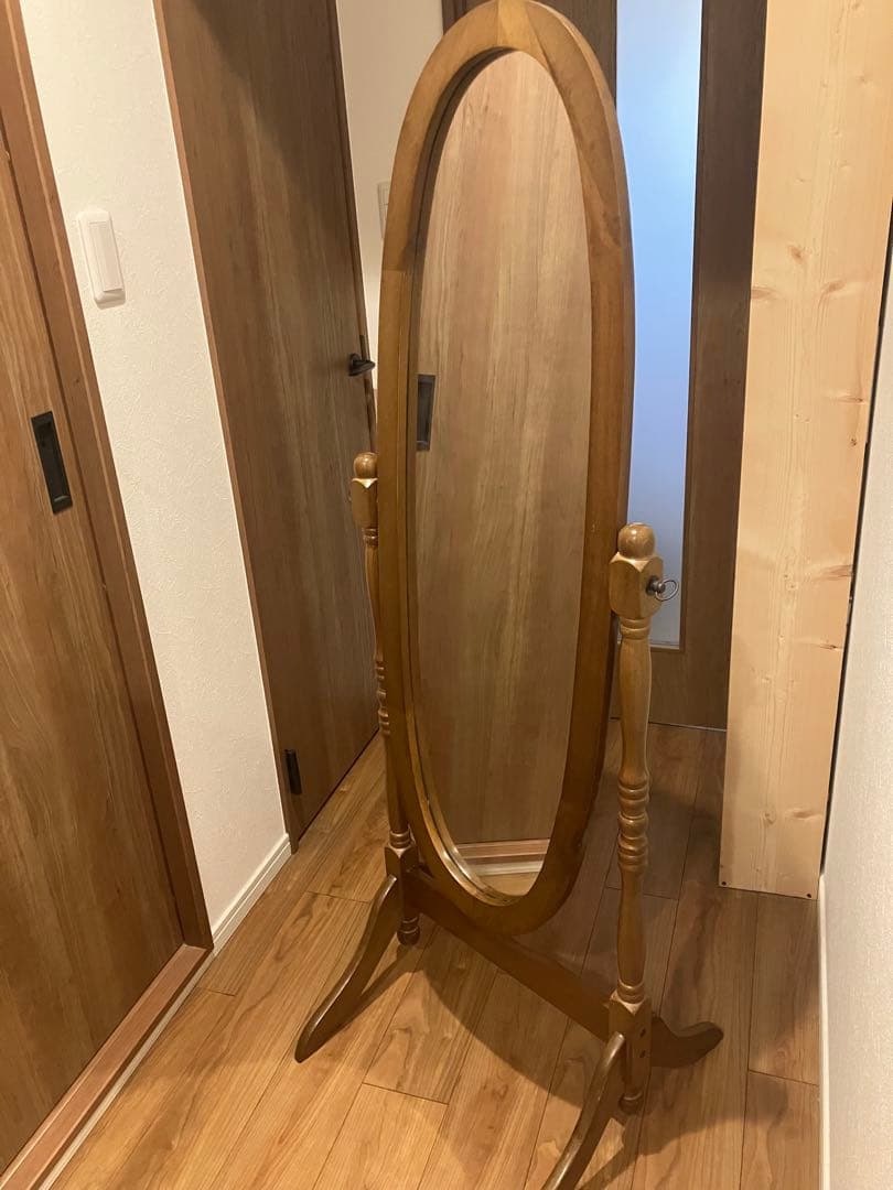 アンティーク　姿見　スタンドミラー　オーバル