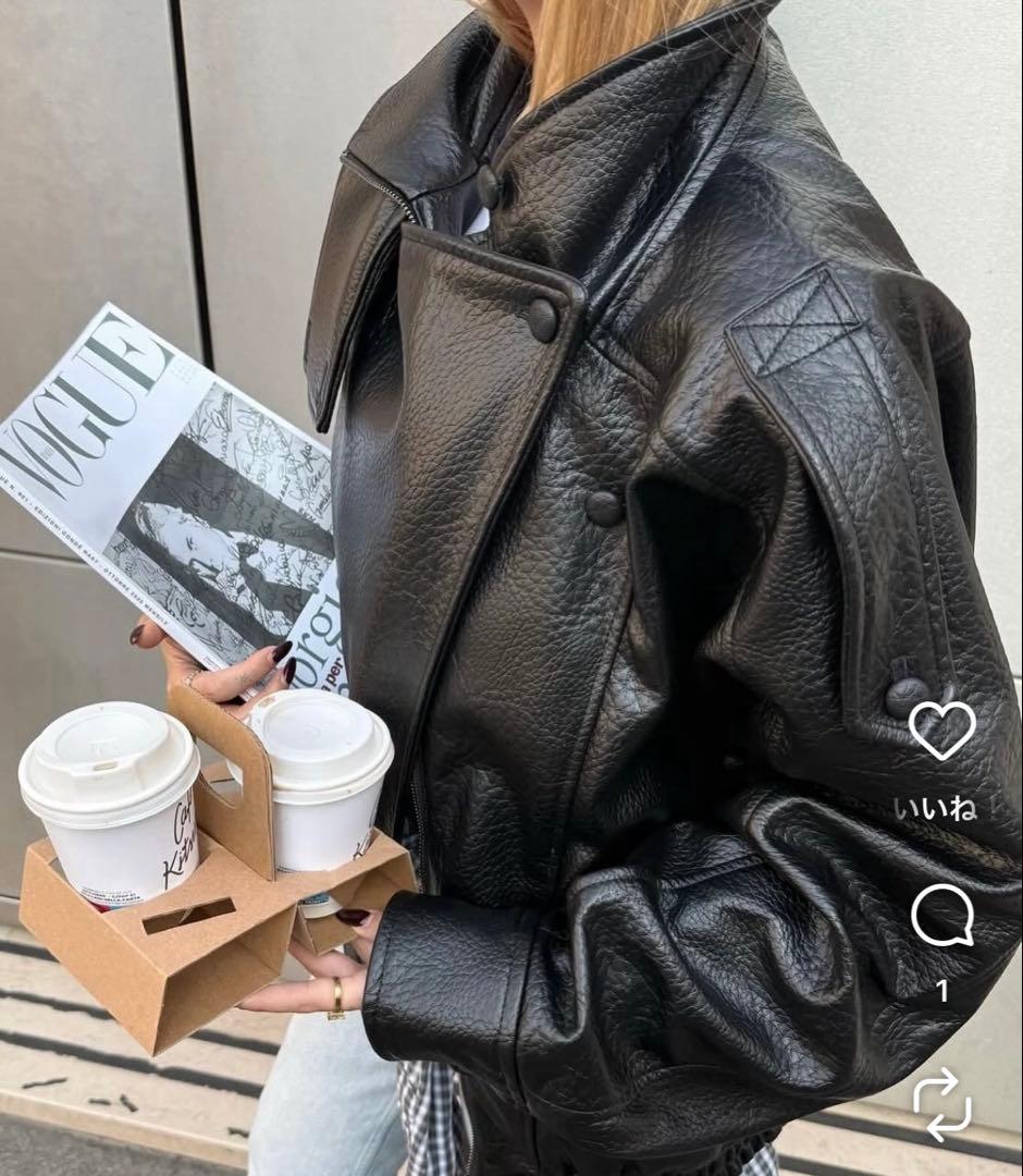 【大人気】ZARA YSL フェイクレザージャケット　 定価以下