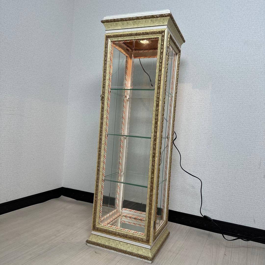 展示品 美品 イタリア製 キュリオケース ガラスキャビネット 金彩装飾 i4※