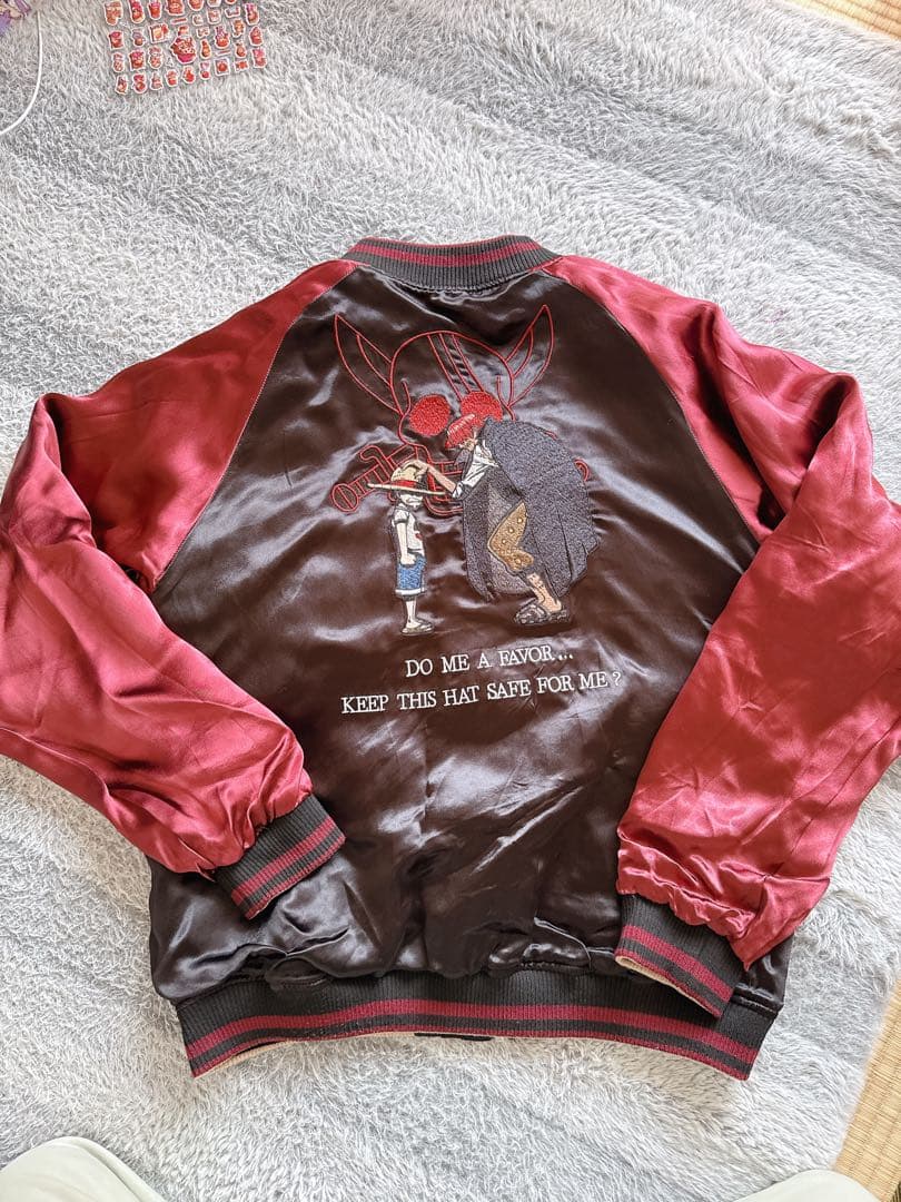 スカジャン 海の波とキャラクター刺繍