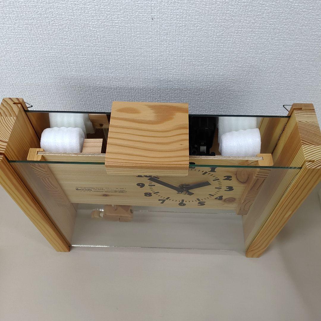 ★新品★ KICORI ガラス 対話 サカナ 振子 鏡 WOODY CLOCK