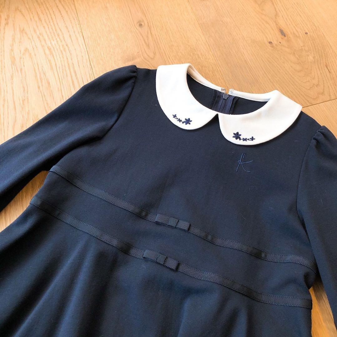 新品 組曲 ワンピース 130-140 フォーマル 襟花柄刺繍