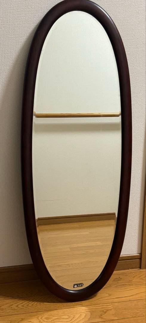 ヴィンテージ オールドカリモク 無垢木製高級 壁掛鏡 ウッドウォールミラー