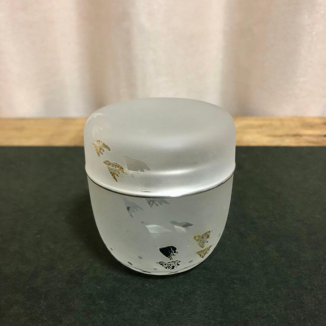 高橋直樹 波千鳥 吹きガラス棗 共箱 茶道具 義山