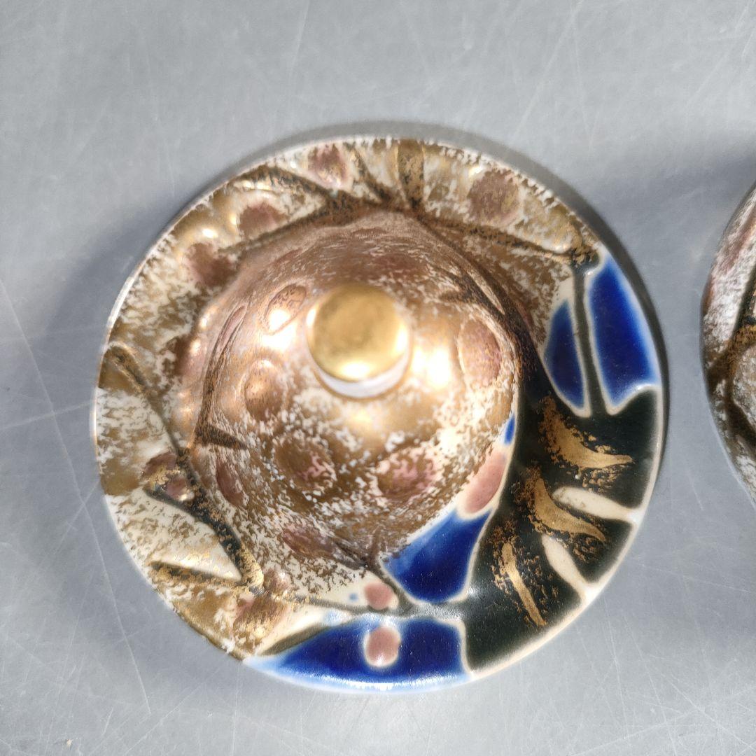 A1376-1/豊前吉右衛門窯/永末吉右衛門/金彩唐草文蓋付小鉢6客/懐石道具/