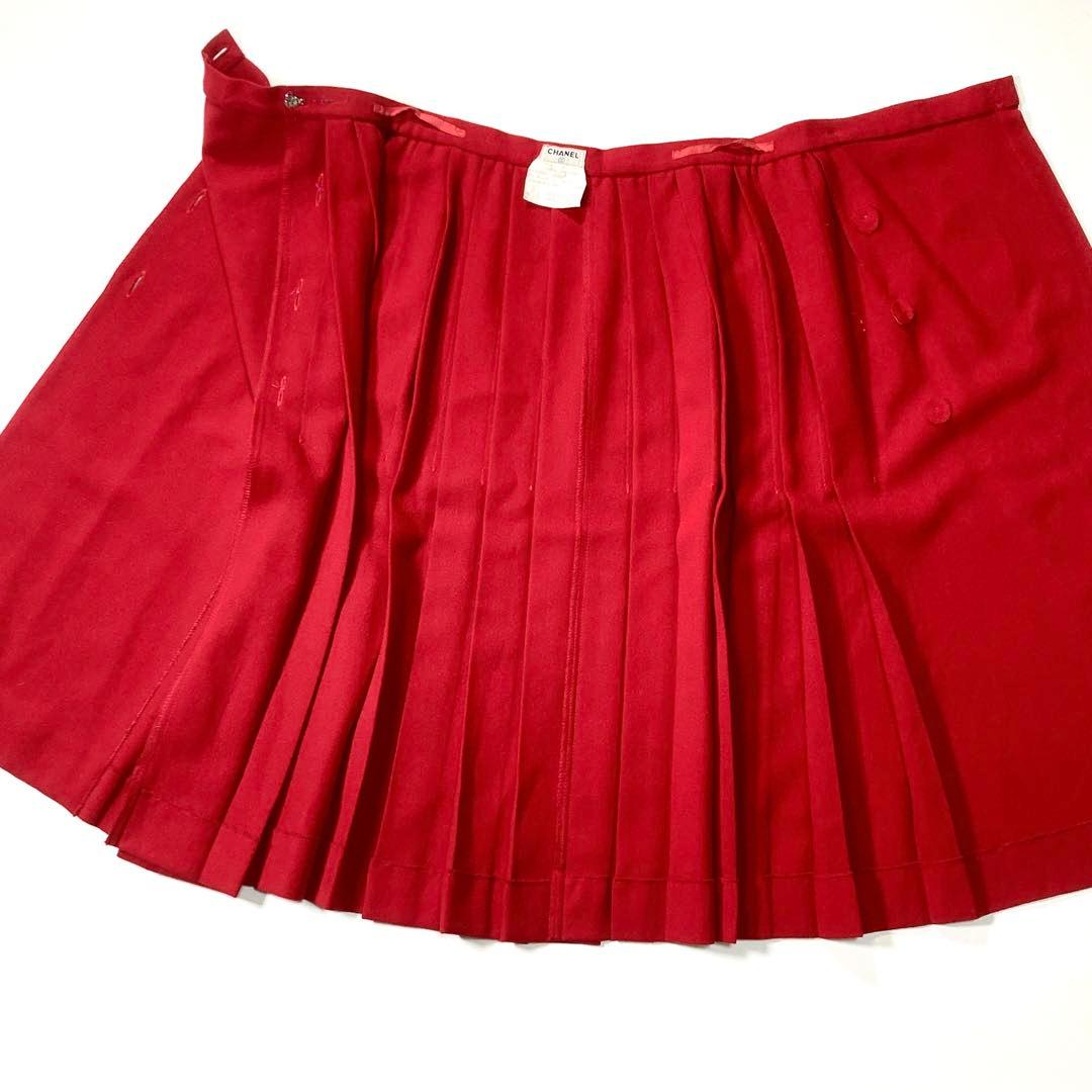 CHANEL シャネル ゴールドココボタン プリーツスカート ヴィンテージ 34