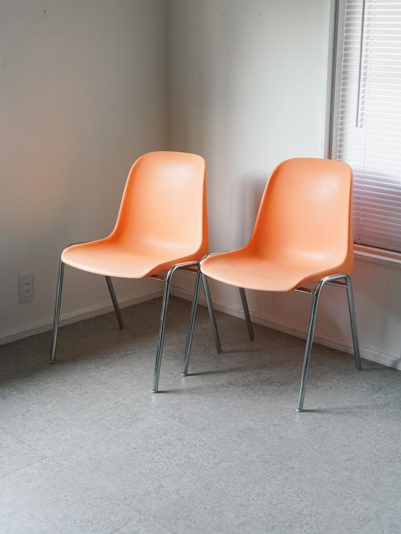 MOD ELENA スタッキングチェア 2脚 オレンジ色 ミッドセンチュリ