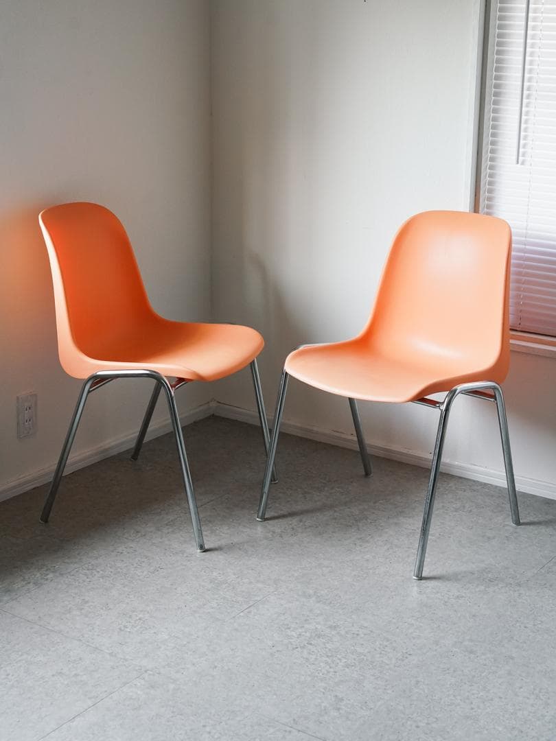 MOD ELENA スタッキングチェア 2脚 オレンジ色 ミッドセンチュリ