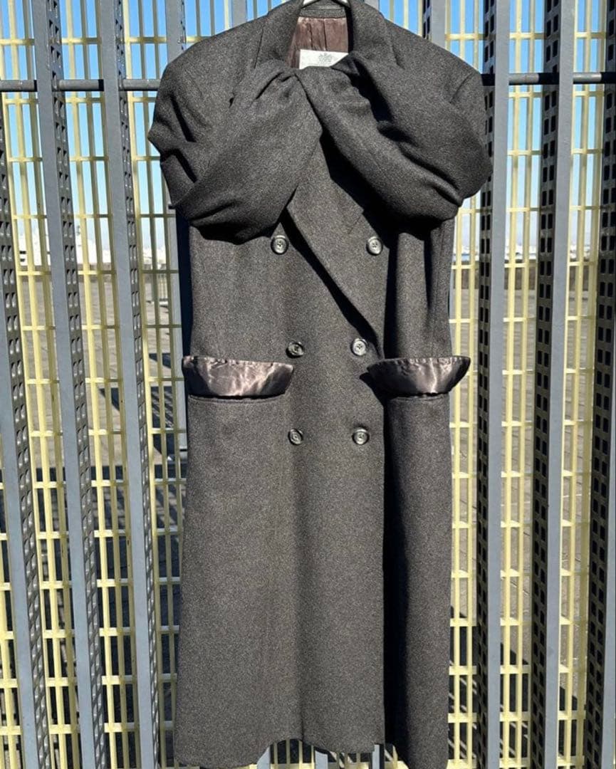 【美品】 アクアスキュータム　ダブル　チェスターコート　カシミヤ　グレー