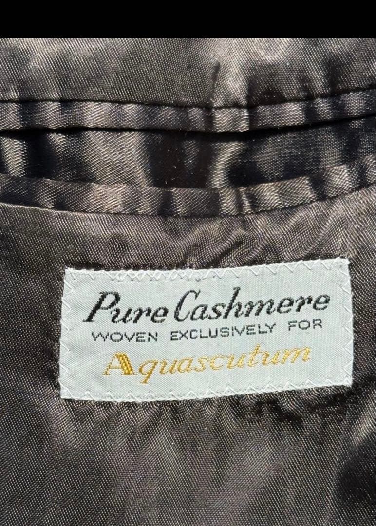 【美品】 アクアスキュータム　ダブル　チェスターコート　カシミヤ　グレー