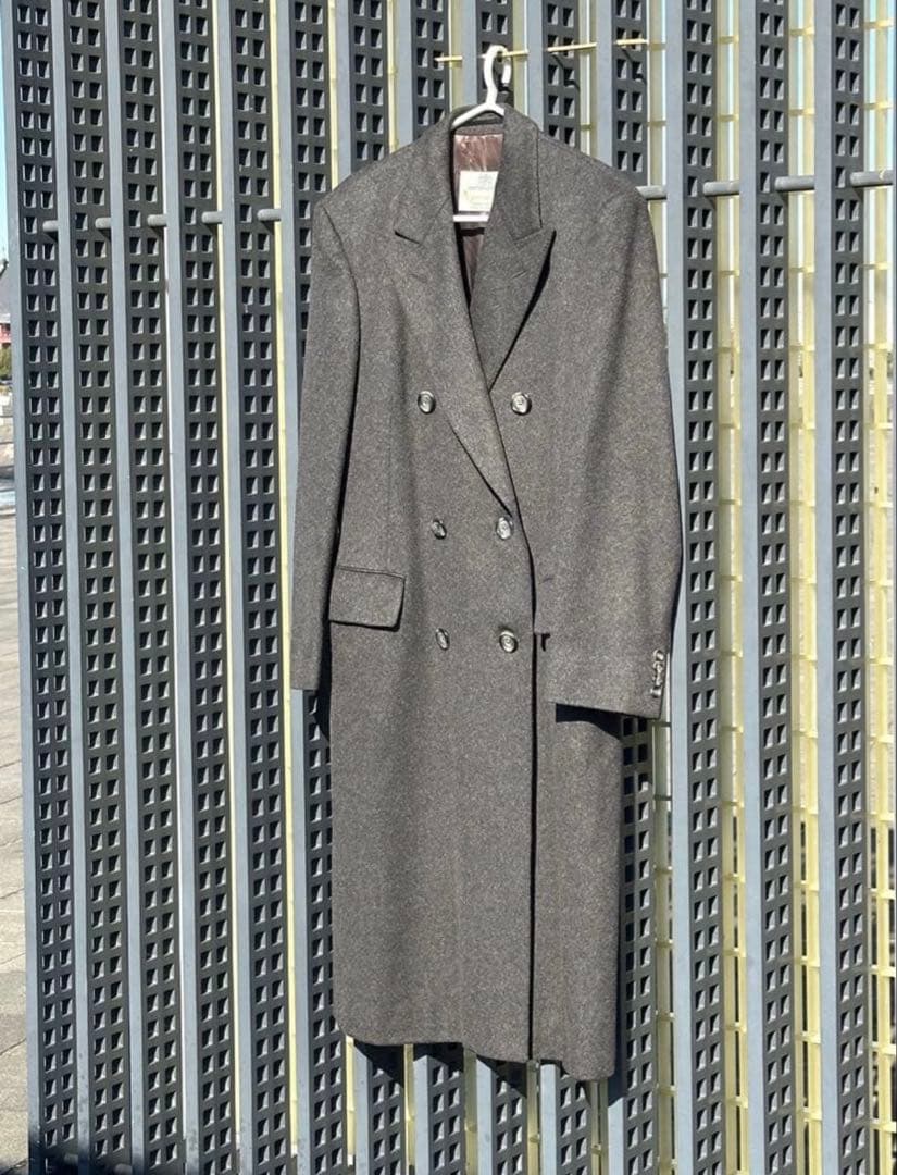 【美品】 アクアスキュータム　ダブル　チェスターコート　カシミヤ　グレー