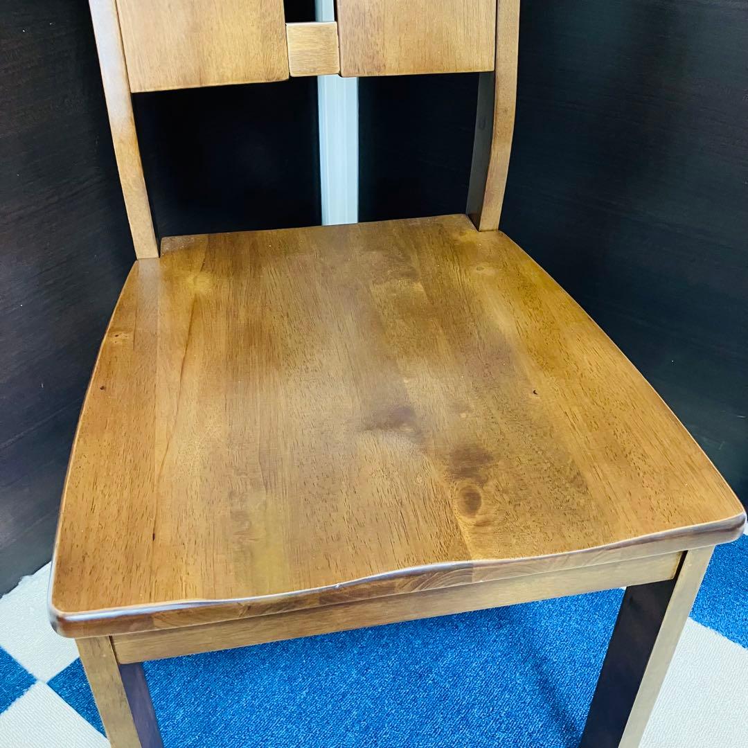 【美品】ダイニングチェア 椅子 2脚セット 完成品 木製 タモ材 送料無料 茶色