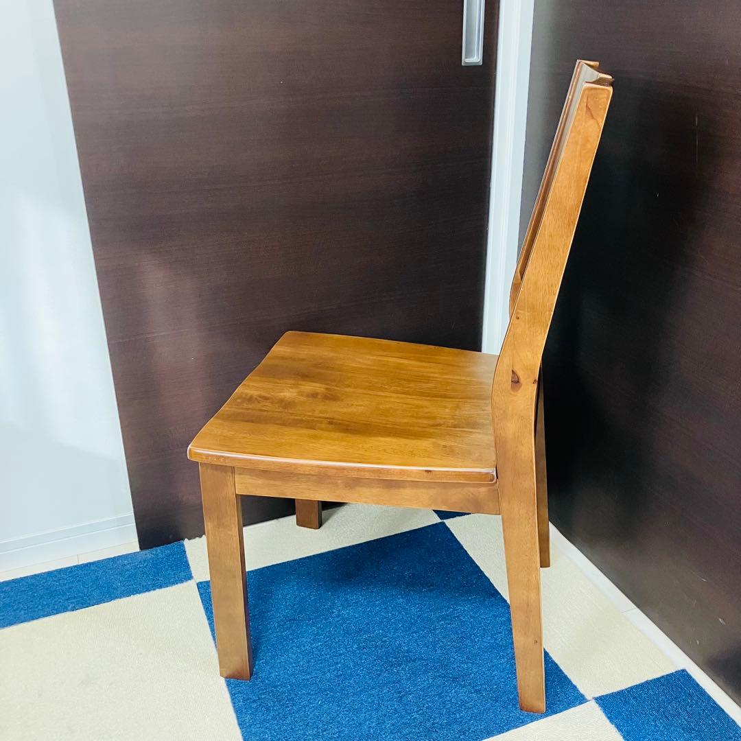 【美品】ダイニングチェア 椅子 2脚セット 完成品 木製 タモ材 送料無料 茶色