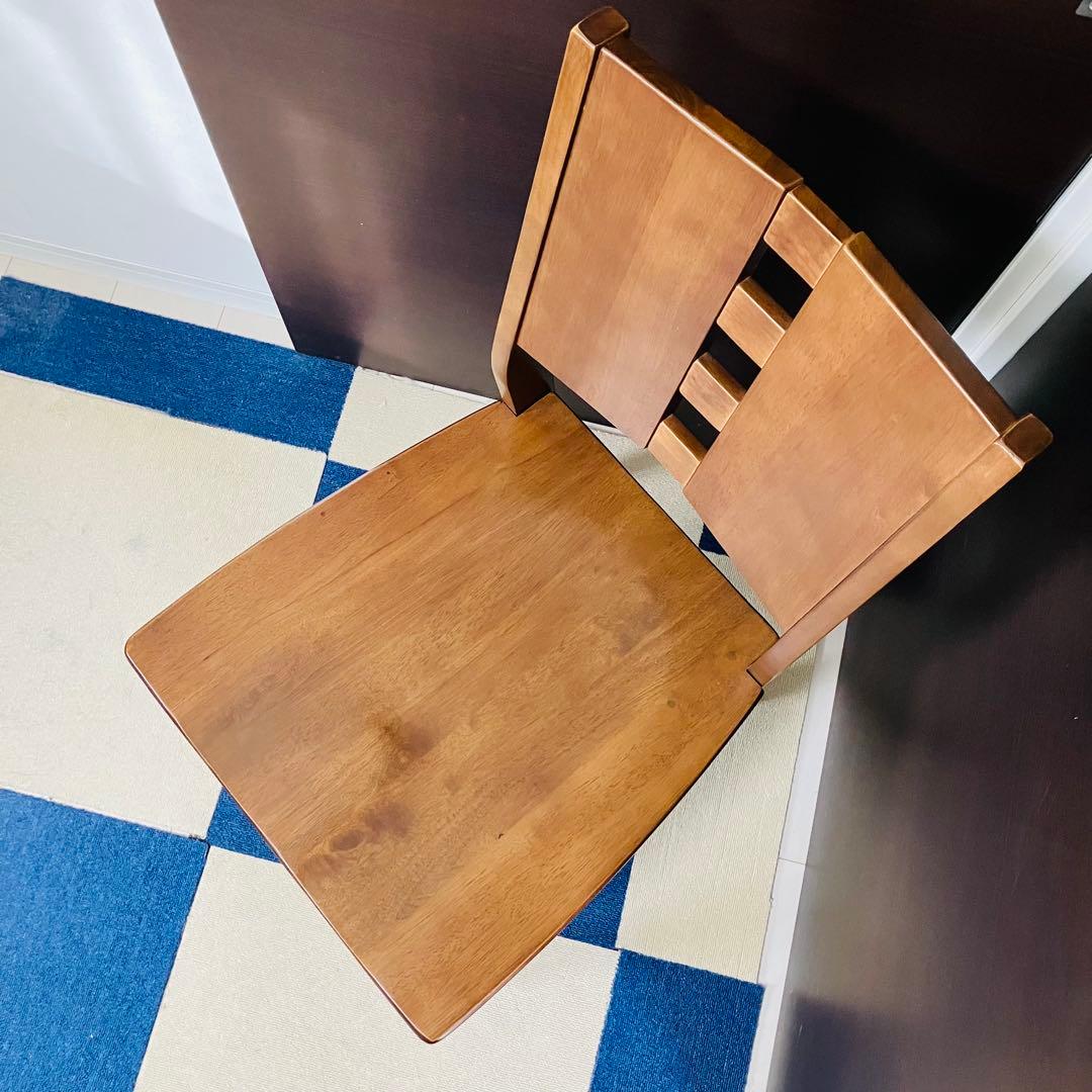 【美品】ダイニングチェア 椅子 2脚セット 完成品 木製 タモ材 送料無料 茶色